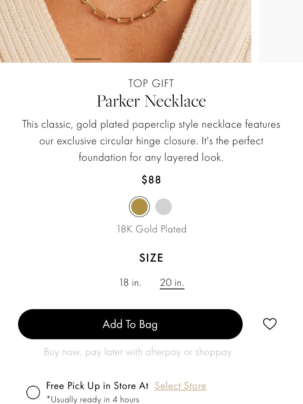 Gorjana Polished Gold Paperclip Link Necklace with Toggle Ring - Picture 4 of 6